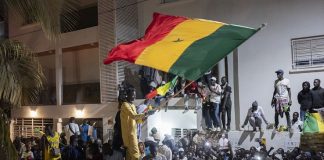 Supporters celebrate the release of Senegal’s top opposition leader Ousmane Sonko in Dakar, Senegal, Thursday, March 14, 2024