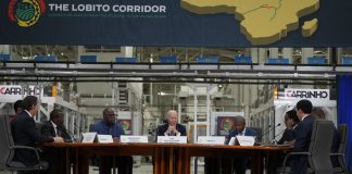President Joe Biden, center, participates in the Lobito Corridor Trans-Africa Summit at the Carrinho food processing factory near Lobito, Angola, on Wednesday, Dec. 4, 2024 President Joe Biden, center, participates in the Lobito Corridor Trans-Africa Summit at the Carrinho food processing factory near Lobito, Angola, on Wednesday, Dec. 4, 2024 -